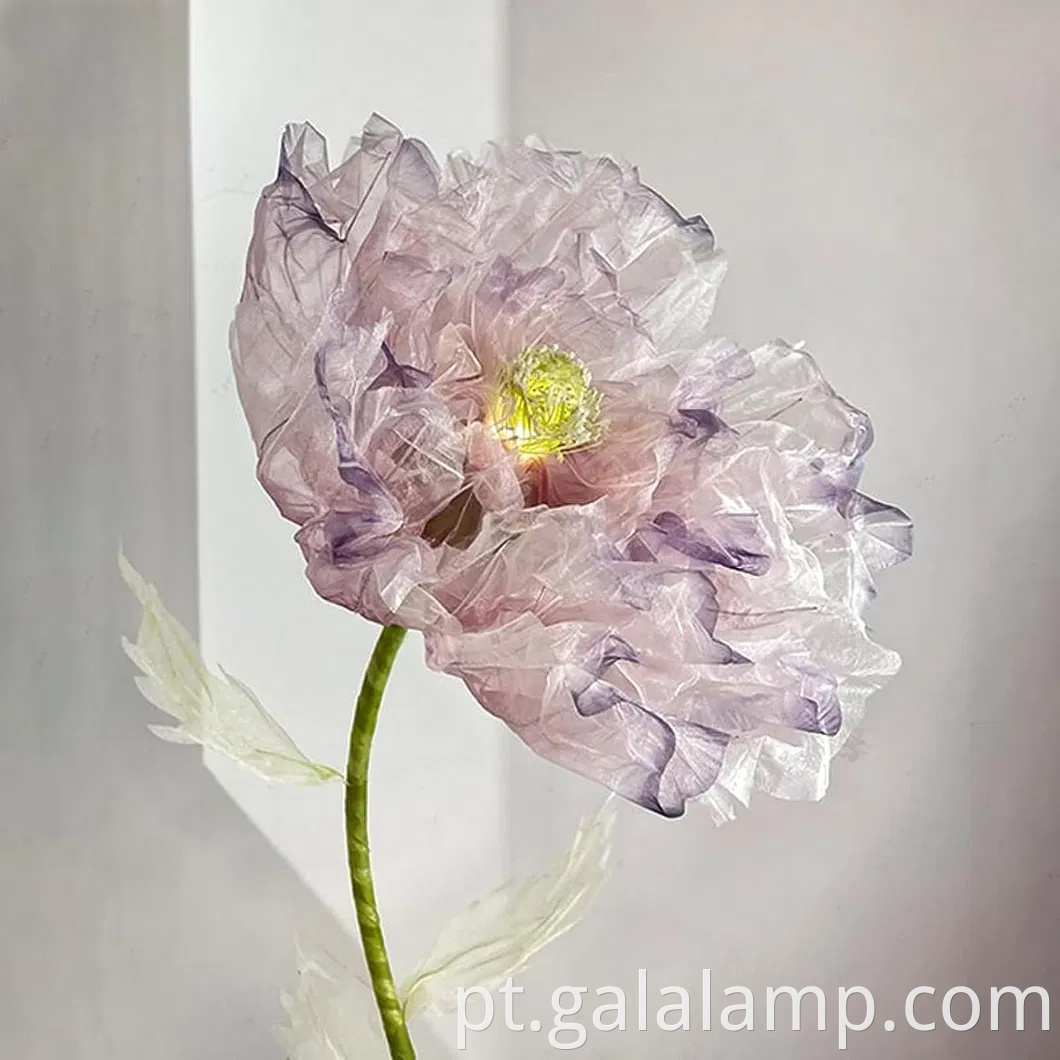 Decoração floral de peônia rosa encantadora com luz para eventos